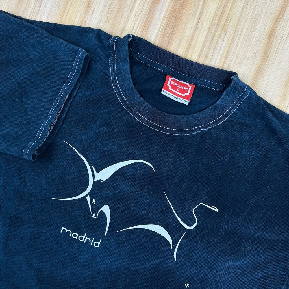 Burladero T-Shirt Bull Graphic Mens Sz S Boxy Spain Tye Dye Blue El Matador Rare